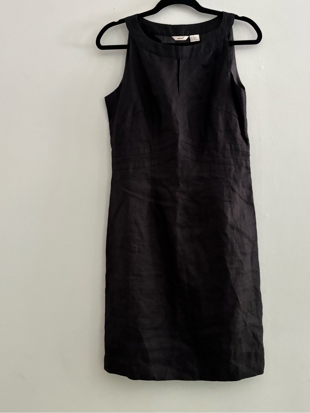 Edward 100% Linen Black Sleeveless Sheath Dress Size 8 Minimalist Classic Luxury